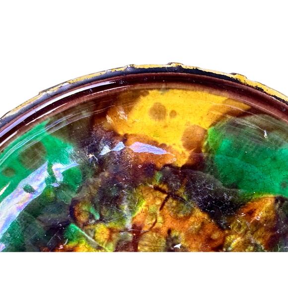 Wedgwood England Antique c. 1870-1890 Majolica Comport Tortoiseshell Glaze-Rare - Picture 7 of 13